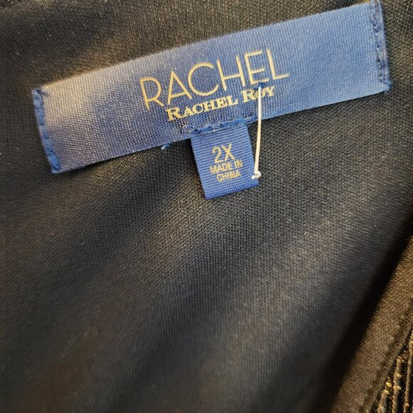 Rachel Rachel Roy Sparkle Pleated Midi Dress 2X | Black Gold | Waist Tie - Picture 2 of 12